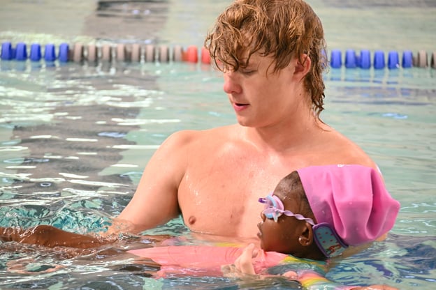 pool - instructional swim coach dylan and LS girl