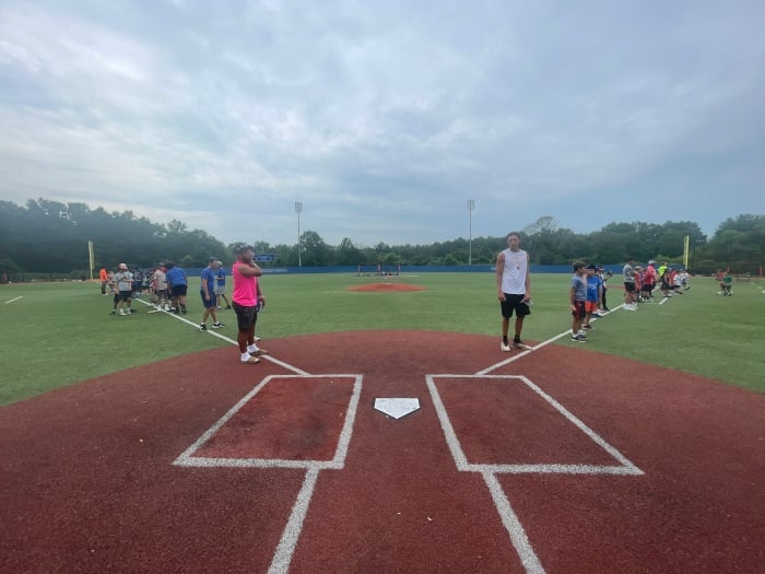kids in baseball field